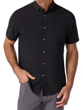 Mizzen+Main Black Short Sleeve Button-Down Shirt